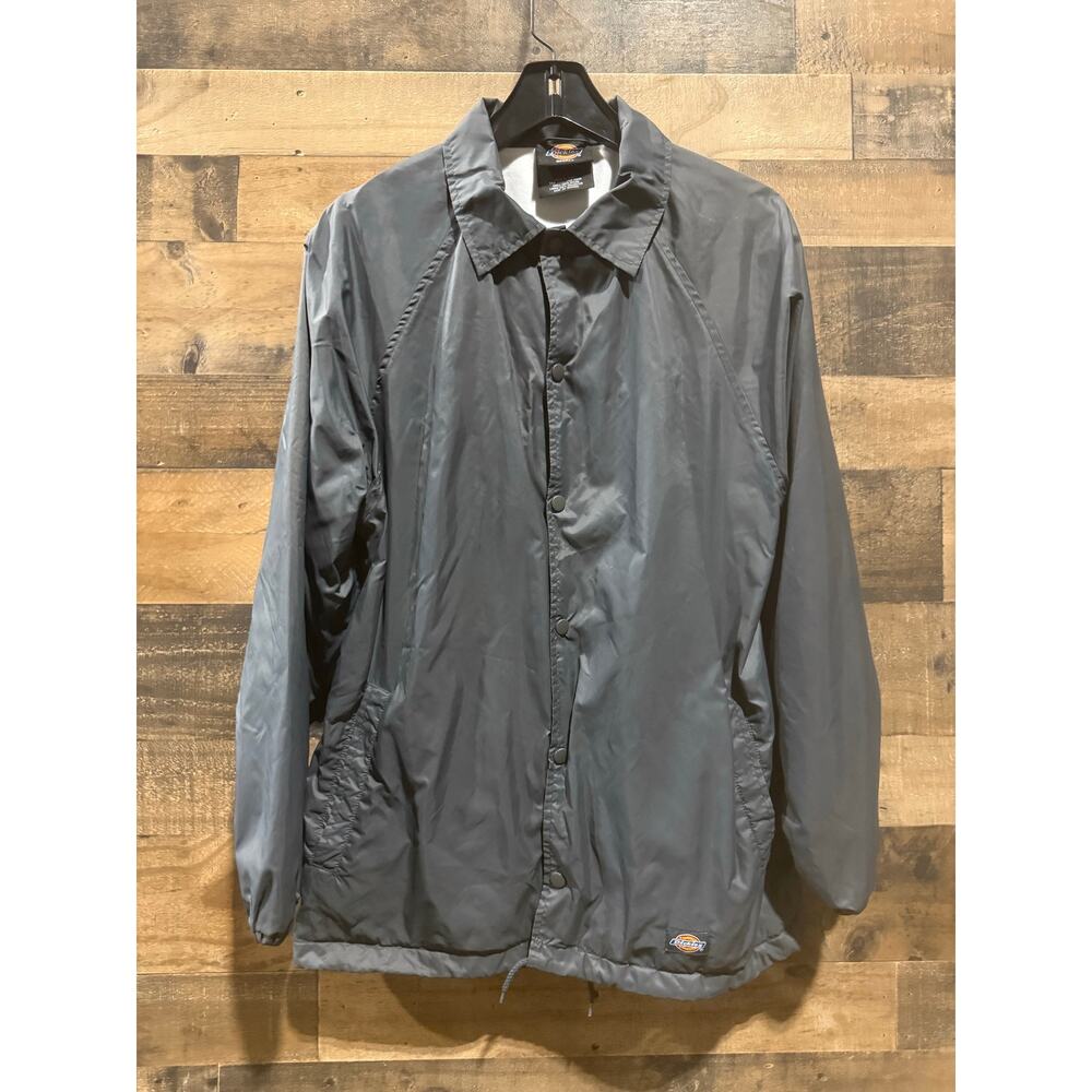 Dickies Men’s Snap Front Nylon Coaches Jacket – Grey – Size Small